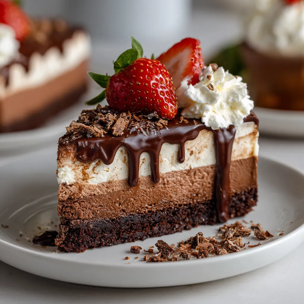 keto triple chocolate mousse cake