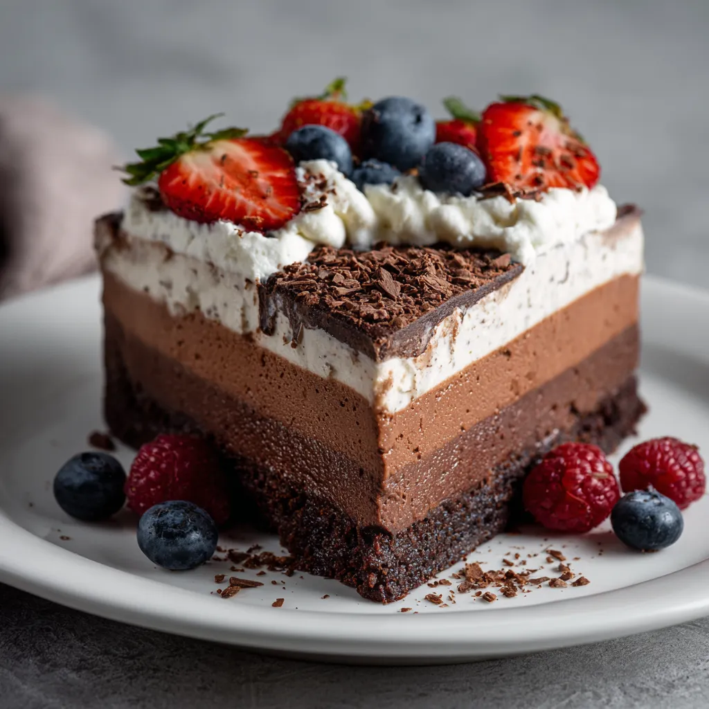 keto triple chocolate mousse cake
