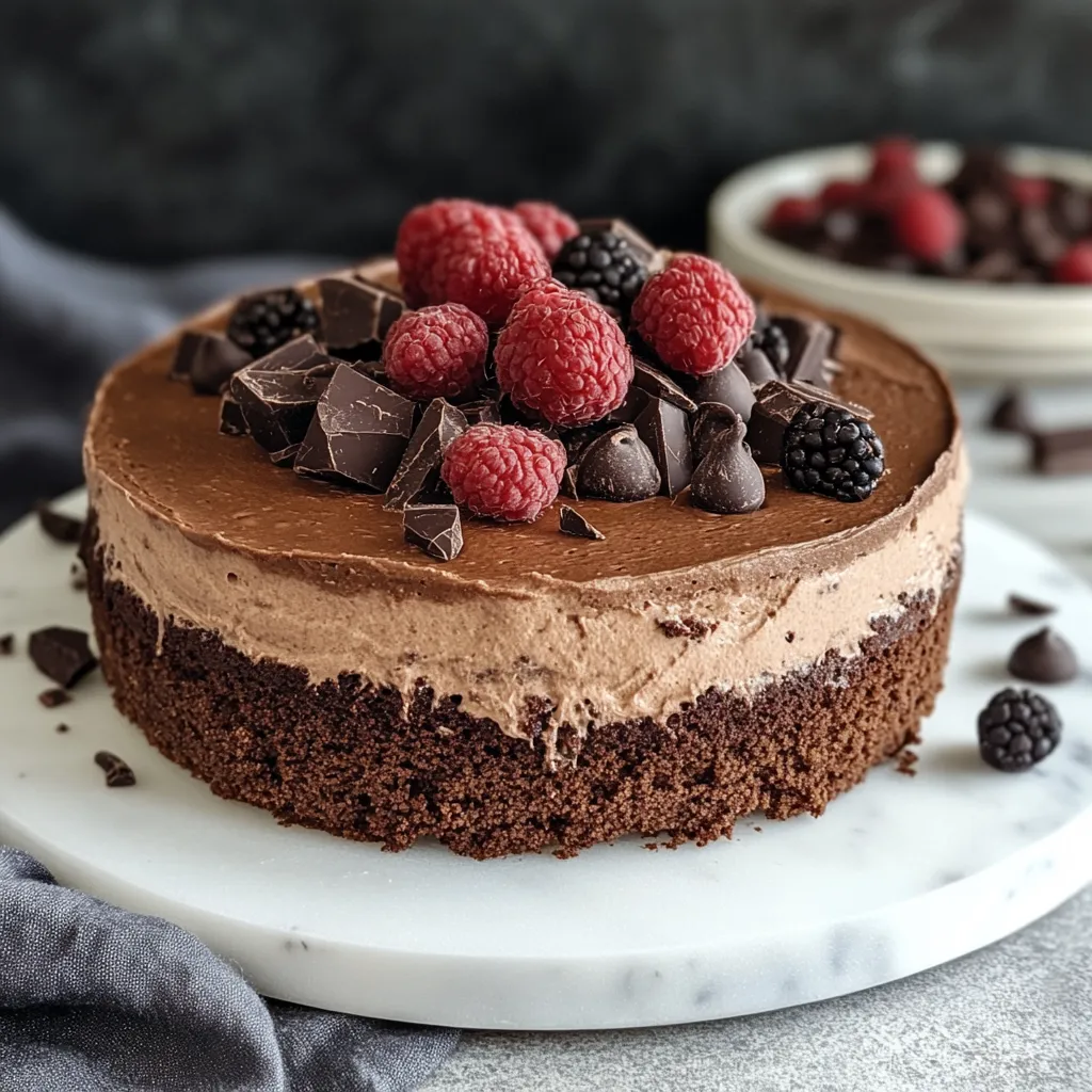 keto triple chocolate mousse cake