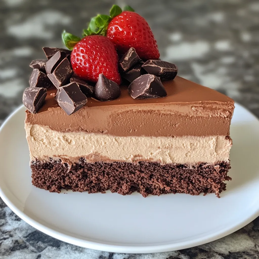 keto triple chocolate mousse cake