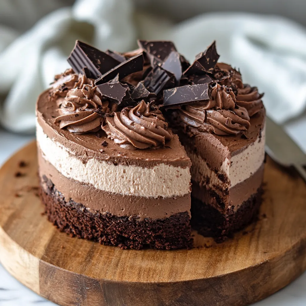 keto triple chocolate mousse cake