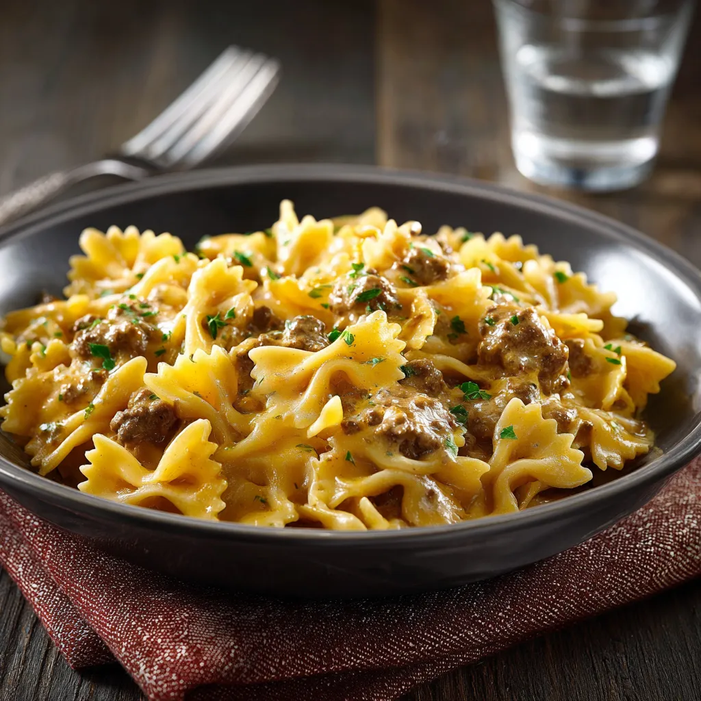 Creamy Velveeta Beef and Bowtie Pasta Recipe