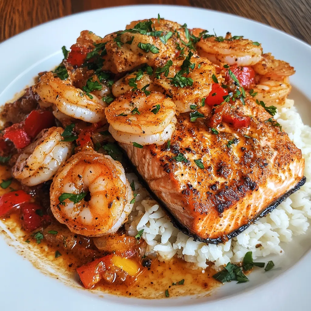 Spicy Cajun Salmon and Shrimp Delight

