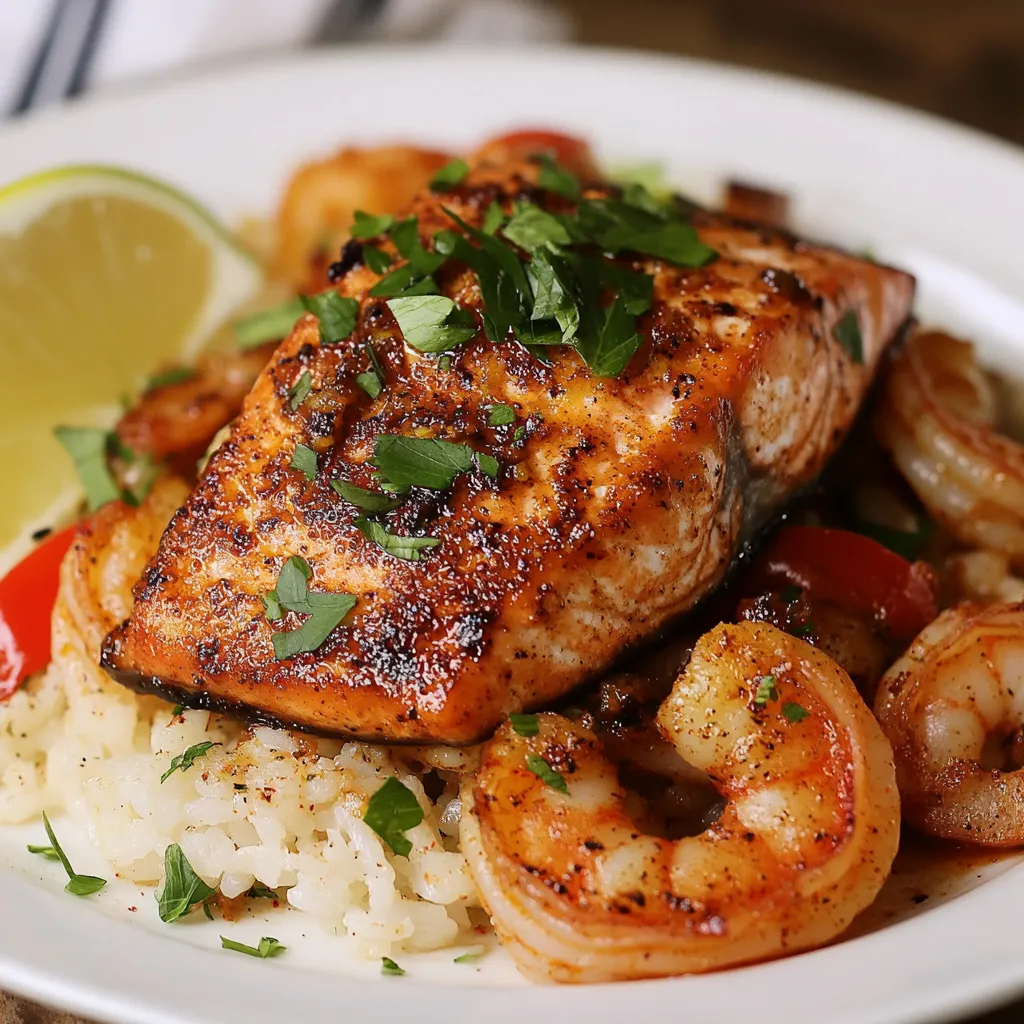 Spicy Cajun Salmon and Shrimp Delight

