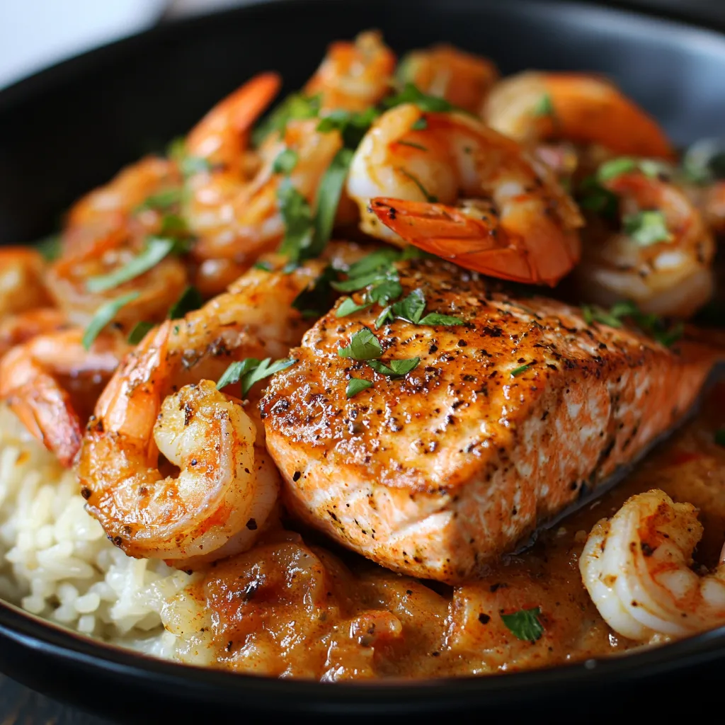 Spicy Cajun Salmon and Shrimp Delight

