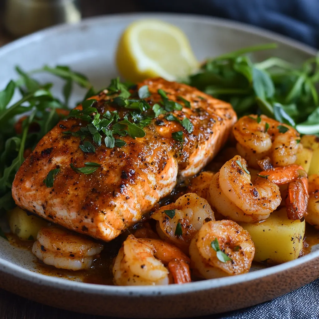 Spicy Cajun Salmon and Shrimp Delight

