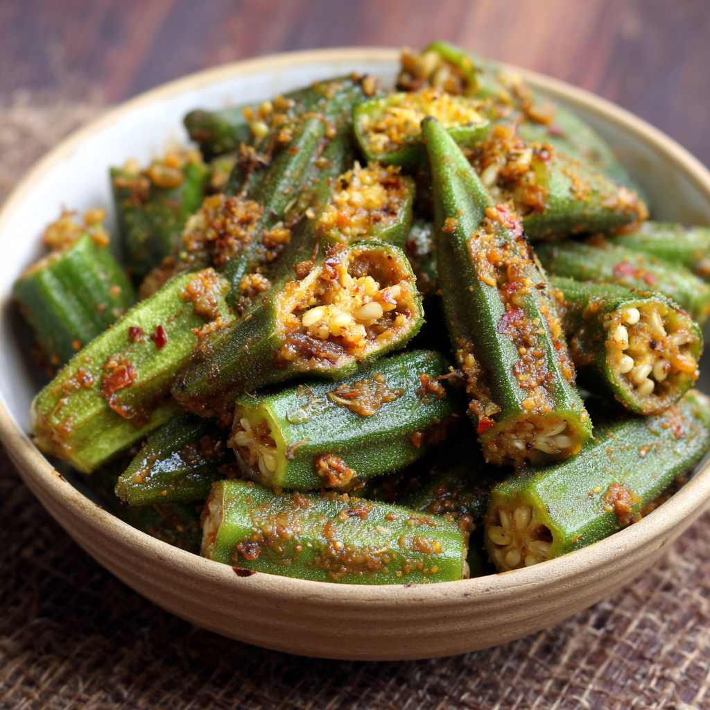 Okra Stuffed with Spices Telugu Recipe