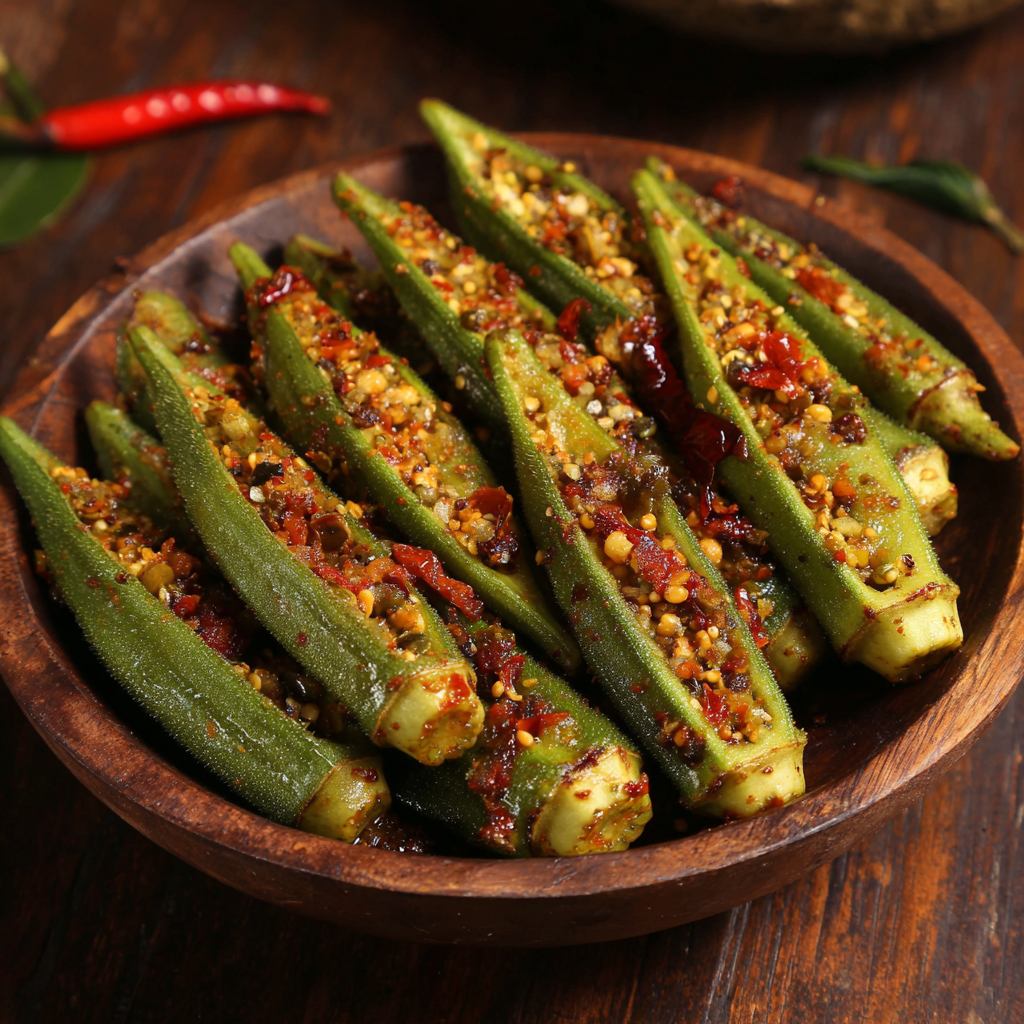 Okra Stuffed with Spices Telugu Recipe